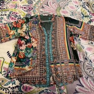 Johnny Was large flowy 100% silk blouse